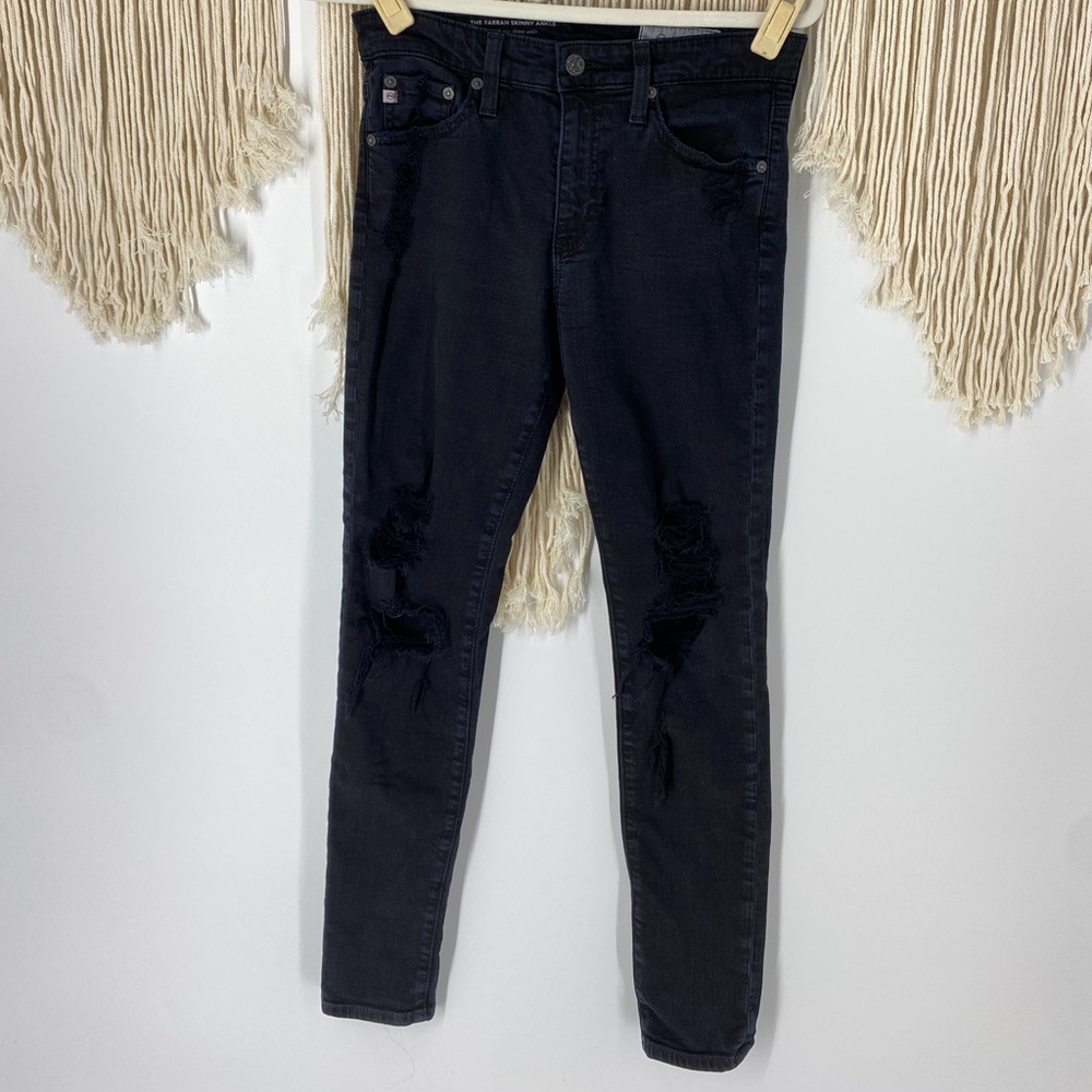 AG Denim High Rise Skinny Ankle Jeans Distressed
